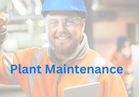Technician using SAP S4HANA interface to manage industrial plant equipment and maintenance tasks