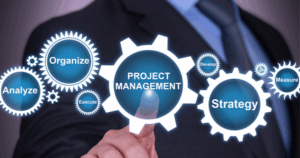 Project manager analyzing budgets and timelines using SAP S4HANA Project System dashboard