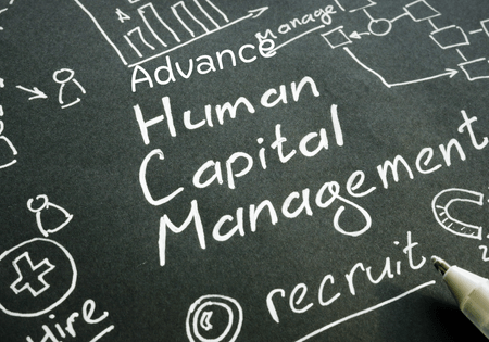 Corporate professional accessing SAP HCM dashboard for advanced training session